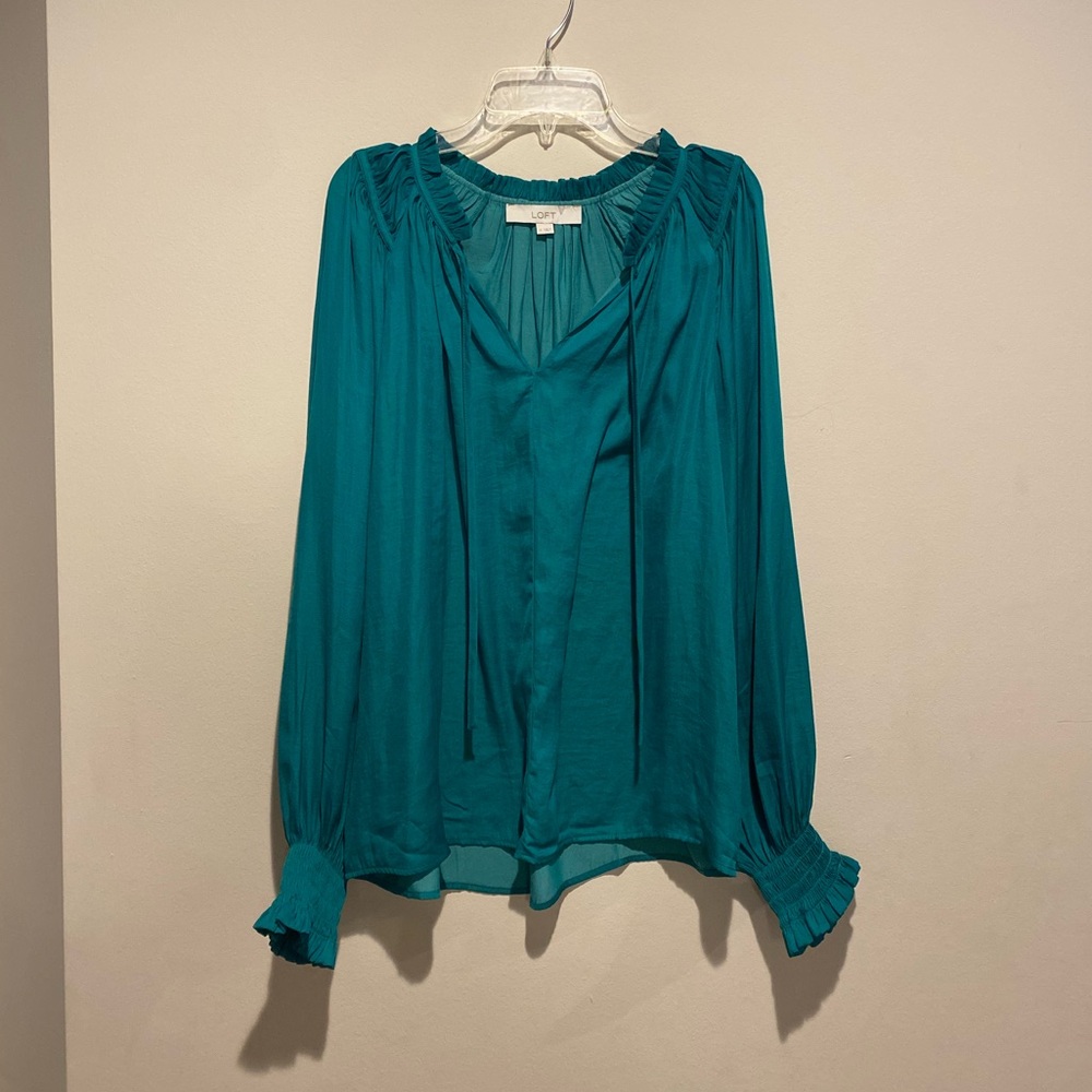 Loft Teal Long-sleeve Blouse